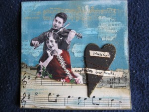creating layers in mixed media art with handwritten words