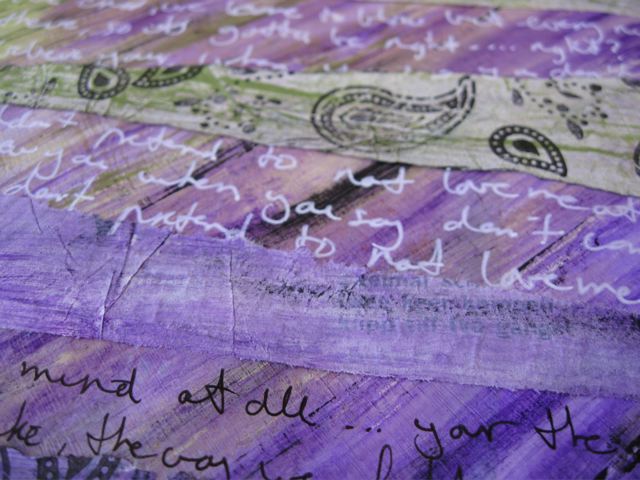 Detail picture of art journal layers and writing
