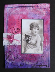 pink and purple background mixed media collage