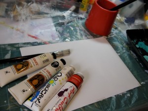 mixed media art painting can use a variety of tools