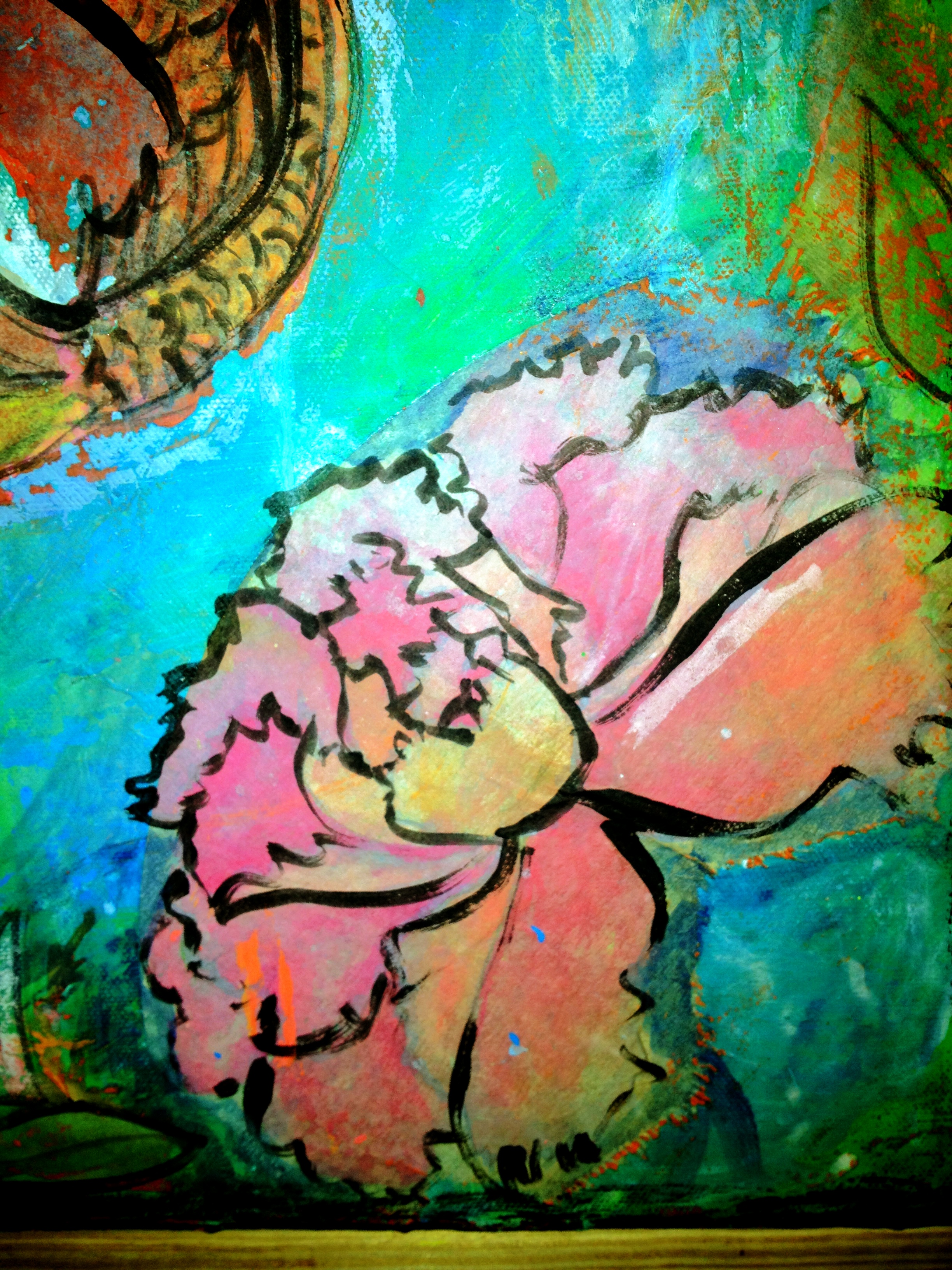 Watercolor And Oil Pastel Mixed Media Floral Painting