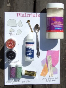 materials needed to make your own coloured faux dichroic glass