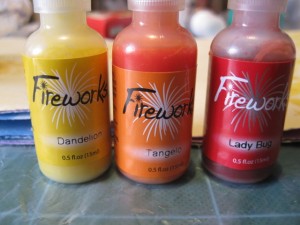 Dandelion, Tangelo and Lady bug fireworks sprays