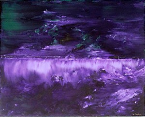 Brilliant purples in this mixed media piece