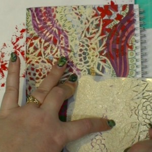 Art Journal layers with paints and stencils