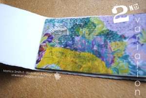 Use up your scraps of cardstock and paper ephemera by gluing them to the inside of the sketchbook
