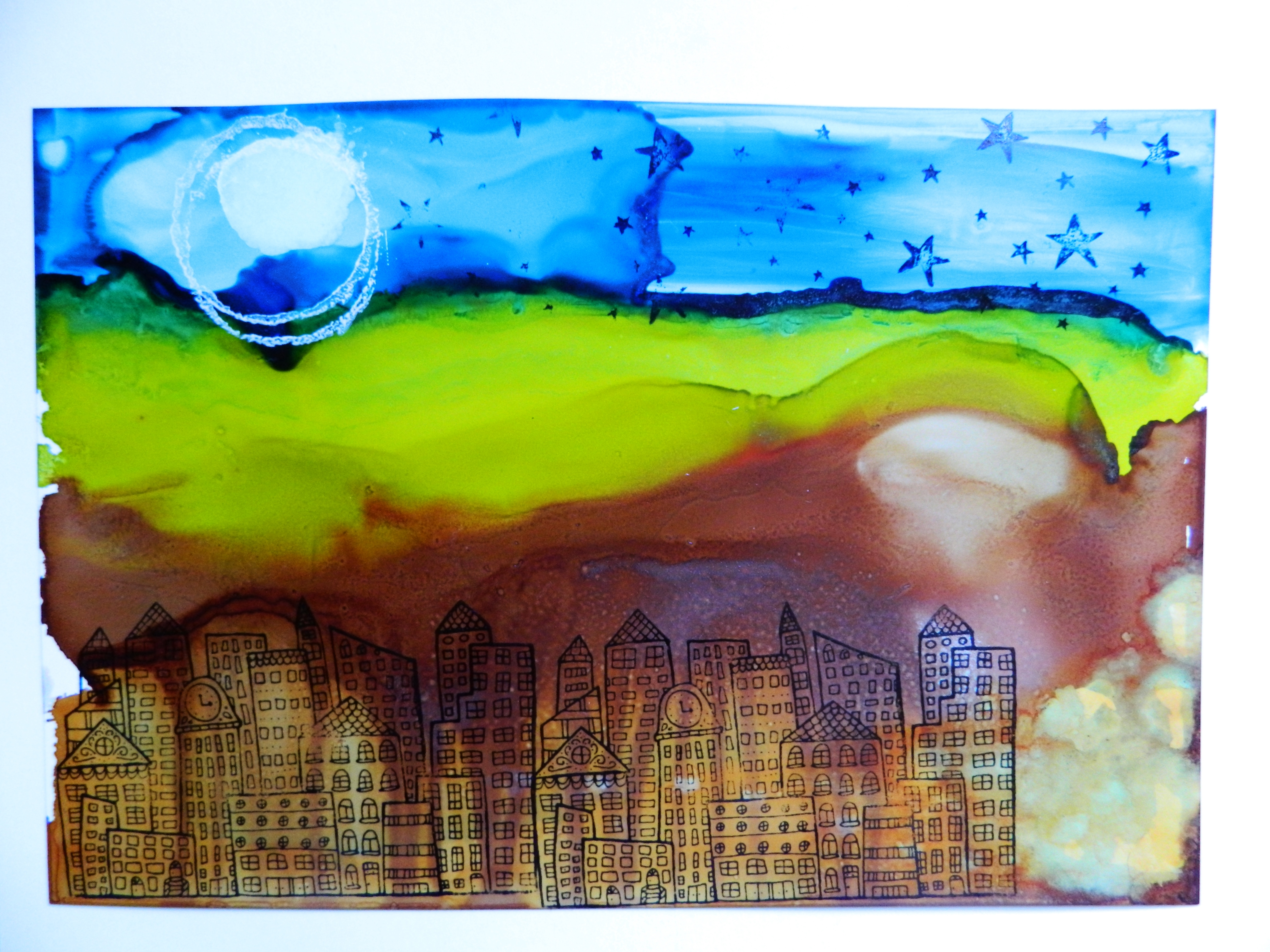 Creating Landscapes with Alcohol Inks