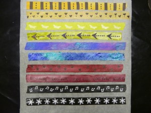 Paper tape decorated with mixed media