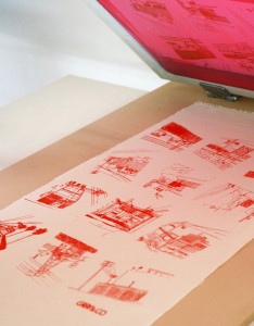 Silkscreen printing on fabric by Graphic Designer Gaby