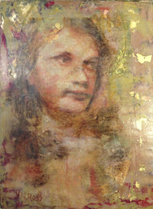 Encaustic, Pastel, Collage, and Gold Leaf