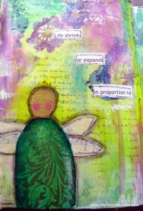 Angel in art journal by Tamara Dinius