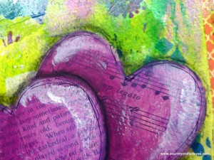 mixed media ephemera hearts