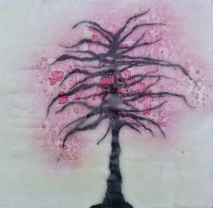 Tree drawn directly onto encaustic wax