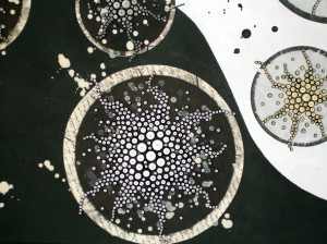 The Milky Way was created using various papers, quilled paper pieces, and acrylic paint.
