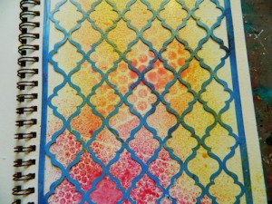 Art Journaling with Imagine Craft product Irresistible Sprays & Stazon inkpads