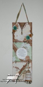 Using recycled cardboard, Kim Kelley make this handmade gift wall hanging