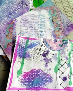 Drips and texture on mail art