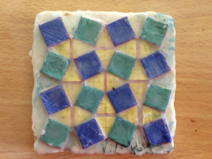 encaustic tiles with mixed media collage