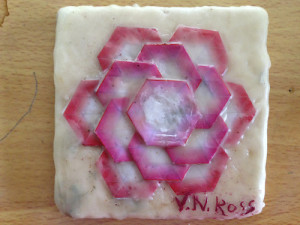 encaustic tiles with mixed media collage