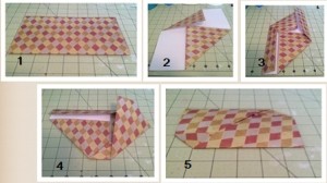 Folding steps for the origami envelope.