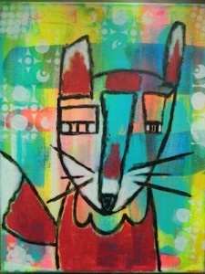 Melanie and her Mixed Media inspired fox painting
