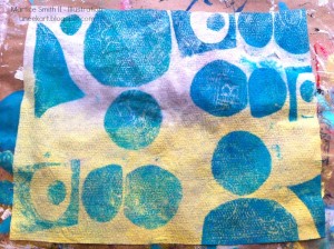 Baby wipe printed with handmade foam printing plates'. Handmade printing plate on cardstock by artist Martice Smith II.