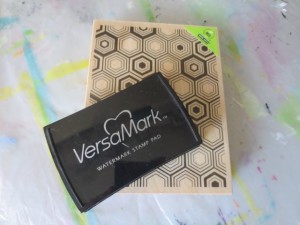 Versamark ink and pan pastels 