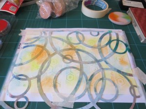 Versamark ink and pan pastels 