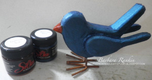 painted bird with Silks paint jars