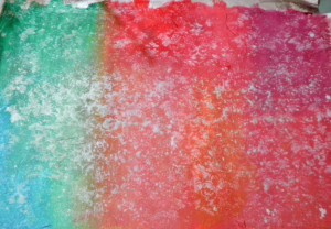 photo of colored/stenciled sheet