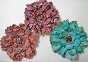 three finished flowers