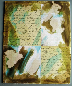 Scripted Paper with Inked with Blue & Brown Distress Stain