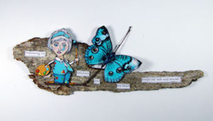 Displaying art on a bark substrate.