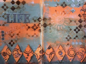 art jounraling with gel prints and handmade art journal